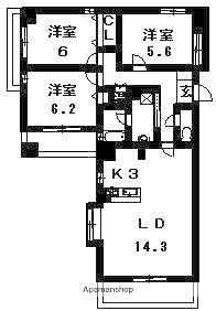 幸町シュンレジデンス(3LDK/3階)の間取り写真