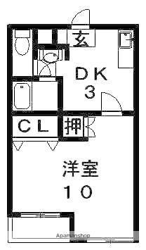 ギャラック沖洲(1DK/2階)の間取り写真