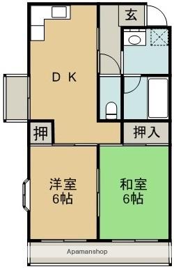 ハイツ生藤(2DK/2階)の間取り写真