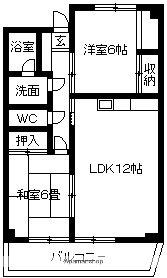 第2春日ハイツ(2LDK/4階)の間取り写真
