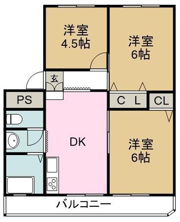 サンシャインハイネ(3DK/1階)の間取り写真