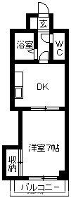 ラ・フォーレⅡ(1DK/5階)の間取り写真