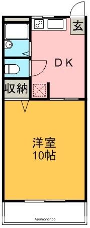 水口マンション(1DK/2階)の間取り写真