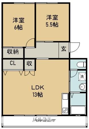天神マンションⅠ・Ⅱ(2LDK/4階)の間取り写真