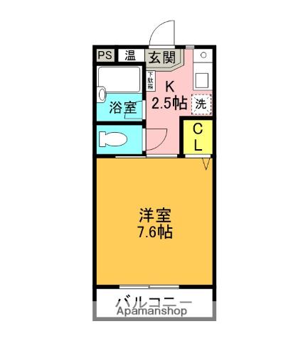 アメニティ・ロード(1DK/1階)の間取り写真