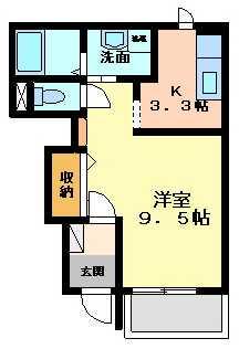 カネウロコ北矢三(ワンルーム/1階)の間取り写真