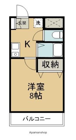 グランディール矢三D(1K/3階)の間取り写真