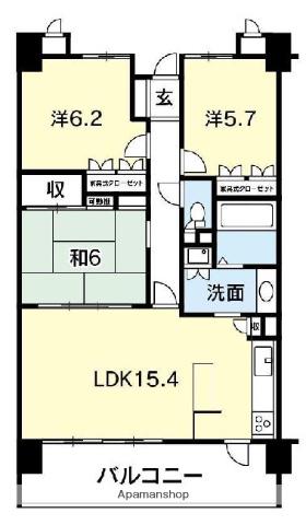 サーパス城ノ内(3LDK/13階)の間取り写真