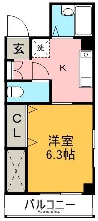 パークハイツ(1K/2階)の間取り写真