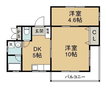 マンションアドレ(2DK/2階)の間取り写真