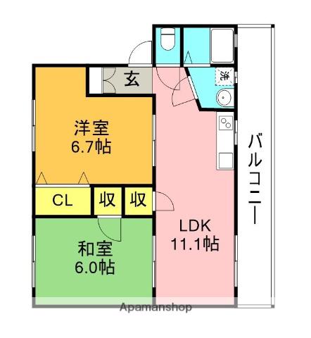 コォーリングマンション Ⅱ(2LDK/2階)の間取り写真