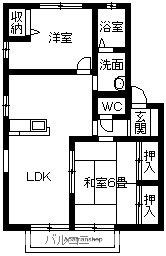イーストコート春日A・B・C(2LDK/1階)の間取り写真