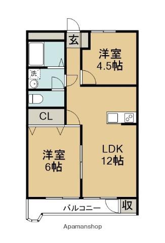 第4三宅ビル(2LDK/3階)の間取り写真