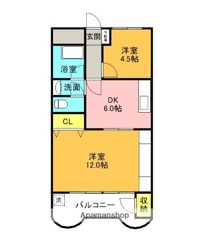 第4三宅ビル(2DK/3階)の間取り写真