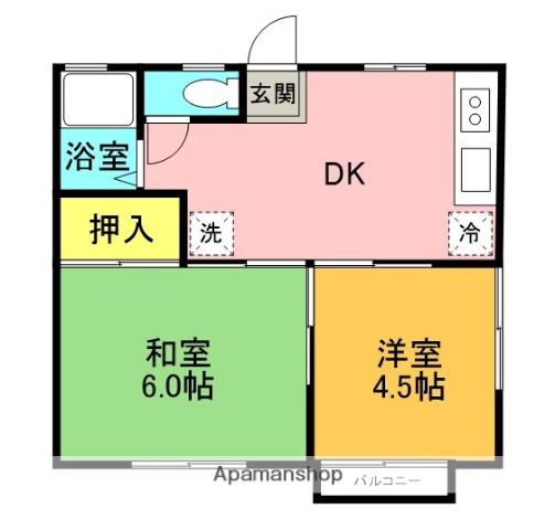 吉田ハイツ(2DK/1階)の間取り写真