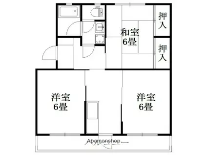 第1三宅ビル(3K/1階)の間取り写真