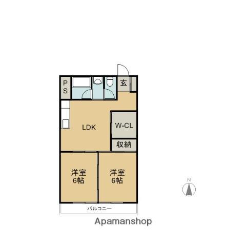 コーポ林第2(2LDK/1階)の間取り写真
