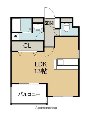 クリスタルハイツⅡ(ワンルーム/2階)の間取り写真
