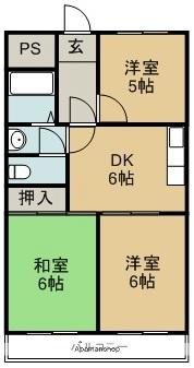 村上マンション(3DK/3階)の間取り写真