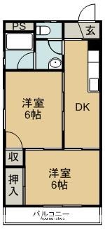 村上マンション(2DK/3階)の間取り写真