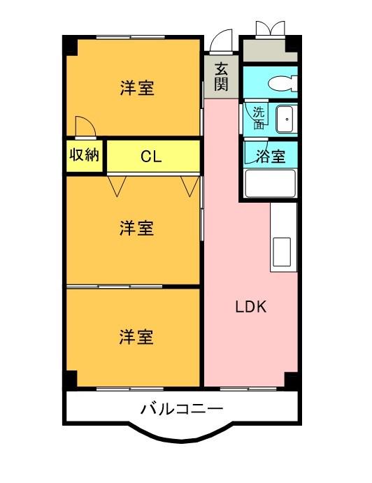 光マンション(3LDK/4階)の間取り写真