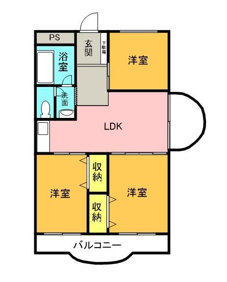 光マンション(3LDK/3階)の間取り写真