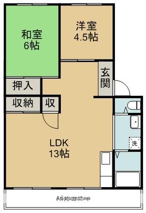本谷マンション(2LDK/1階)の間取り写真