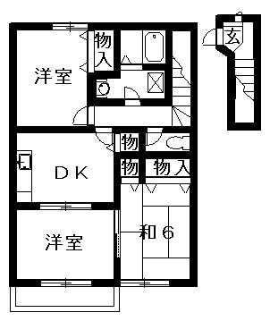 ロイヤル雑賀(3DK/2階)の間取り写真