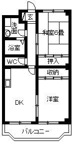 シェレーヌ(2DK/3階)の間取り写真