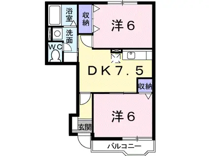 フォワージュ1(2DK/1階)の間取り写真