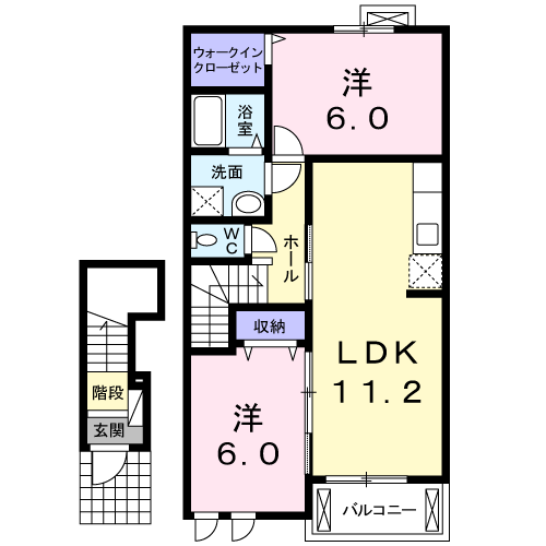 牟岐線 阿波中島駅 徒歩19分 2階建 築15年(2LDK/2階)の間取り写真