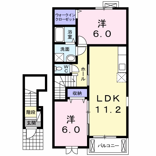 牟岐線 阿波中島駅 徒歩19分 2階建 築15年(2LDK/2階)の間取り写真