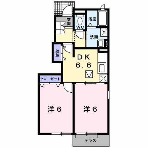 モーント シャイン A(2DK/1階)の間取り写真
