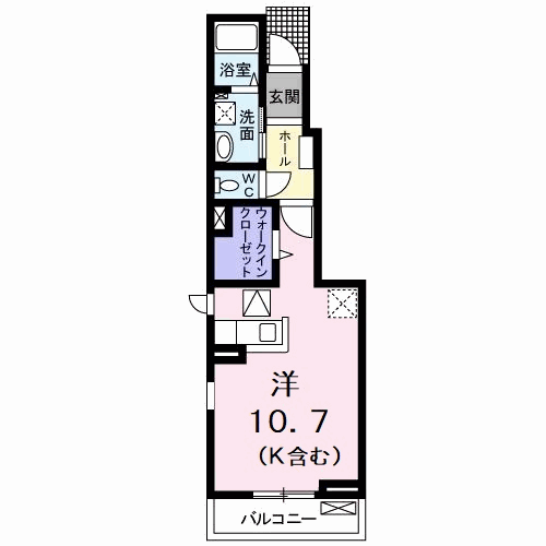 プリムローズ南浜A(ワンルーム/1階)の間取り写真