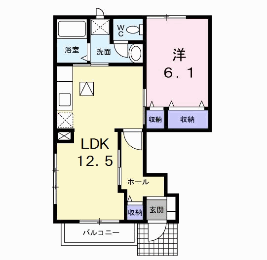 フォンテ-ヌB(1LDK/1階)の間取り写真