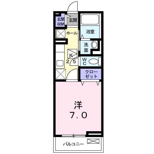 キルシュ ブラウ(1K/1階)の間取り写真