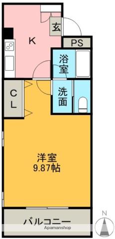 フィールド オブ ウィステリア(1K/2階)の間取り写真