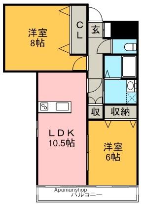 KSガーデン住吉2(2LDK/2階)の間取り写真