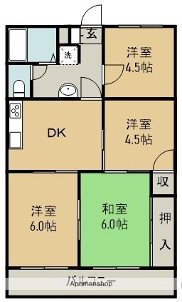 プリンスハイツ(4DK/3階)の間取り写真