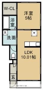 ピースヴィラ A・B棟(1LDK/1階)の間取り写真