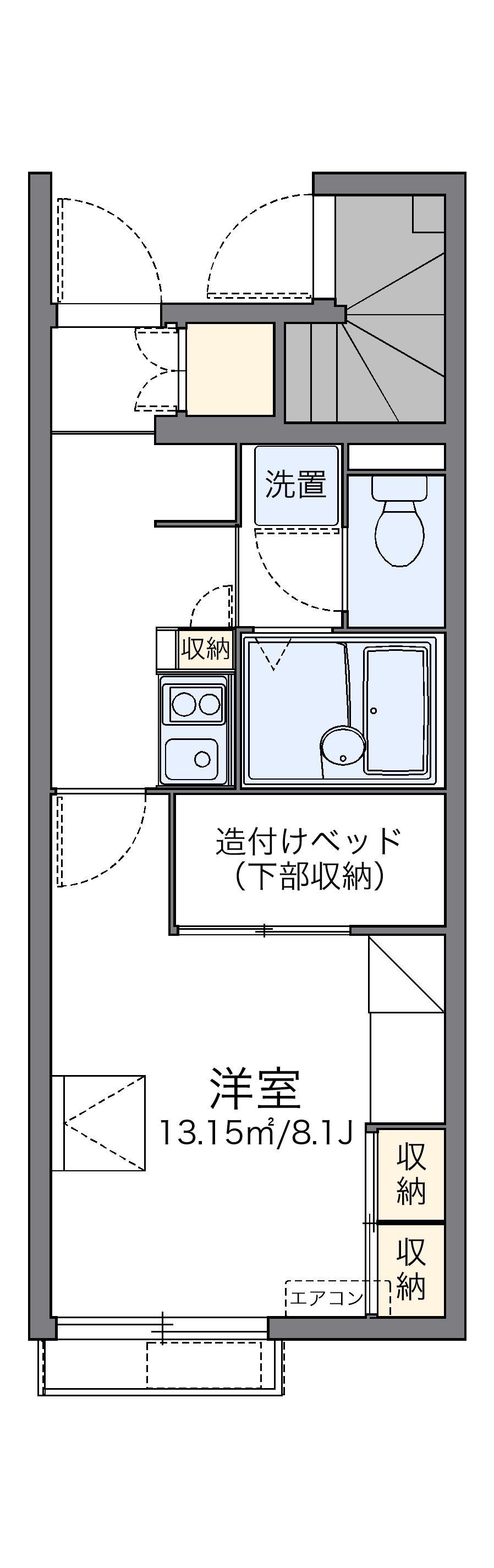 レオパレス一力(1K/1階)の間取り写真