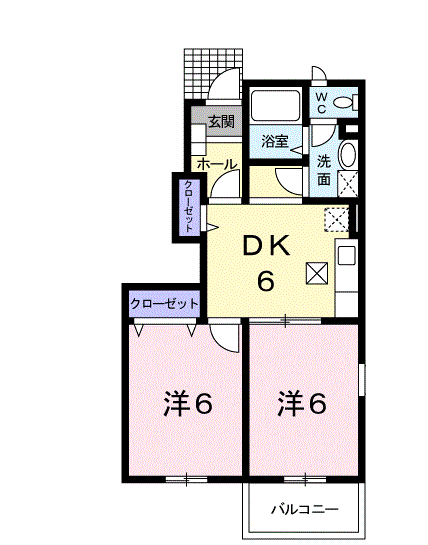 リーオ・グランデA(2DK/1階)の間取り写真