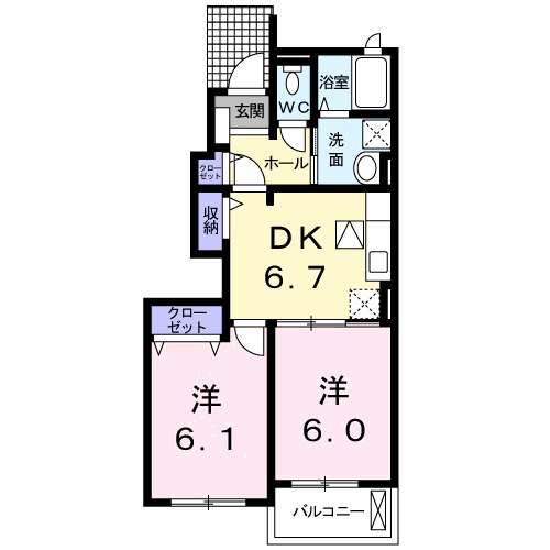 リブ・グリーン(2DK/1階)の間取り写真