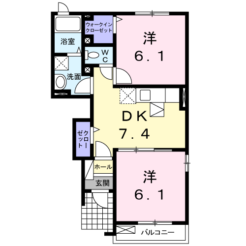 SONO FELICE(2DK/1階)の間取り写真
