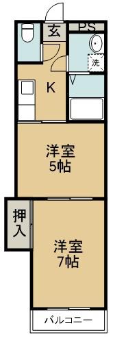 フォレストハイツ(2K/2階)の間取り写真