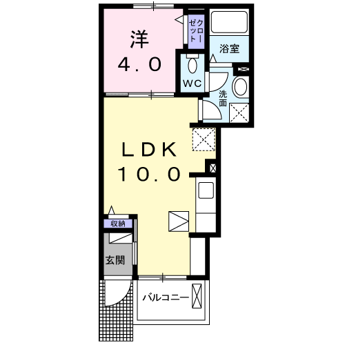パーク アクシスB(1LDK/1階)の間取り写真