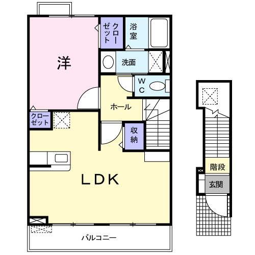 ティファニーハイツⅡ(1LDK/2階)の間取り写真