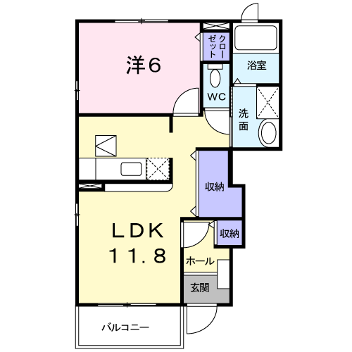 グレースガーデン B(1LDK/1階)の間取り写真