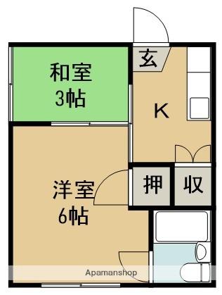 河原マンション(2K/3階)の間取り写真