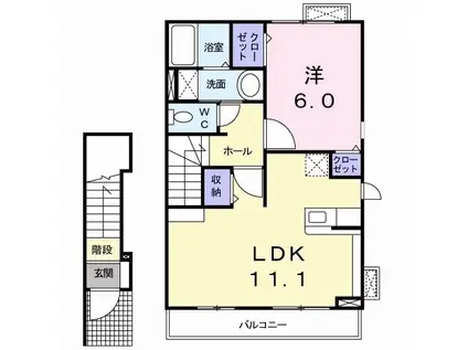 プリマベーラ B(1LDK/2階)の間取り写真